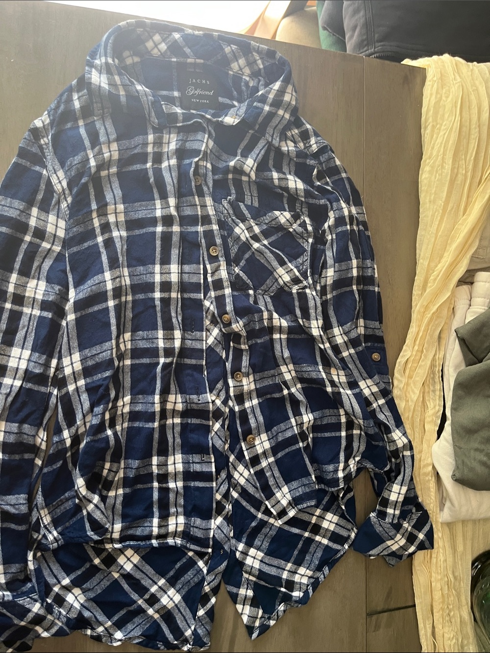 Jachs Navy and White Plaid Button-Down Shirt